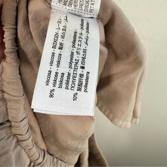 Zara Women's Beige Pajama Style Wide-Leg Drawstring Waist Pants Small - Picture 8 of 9